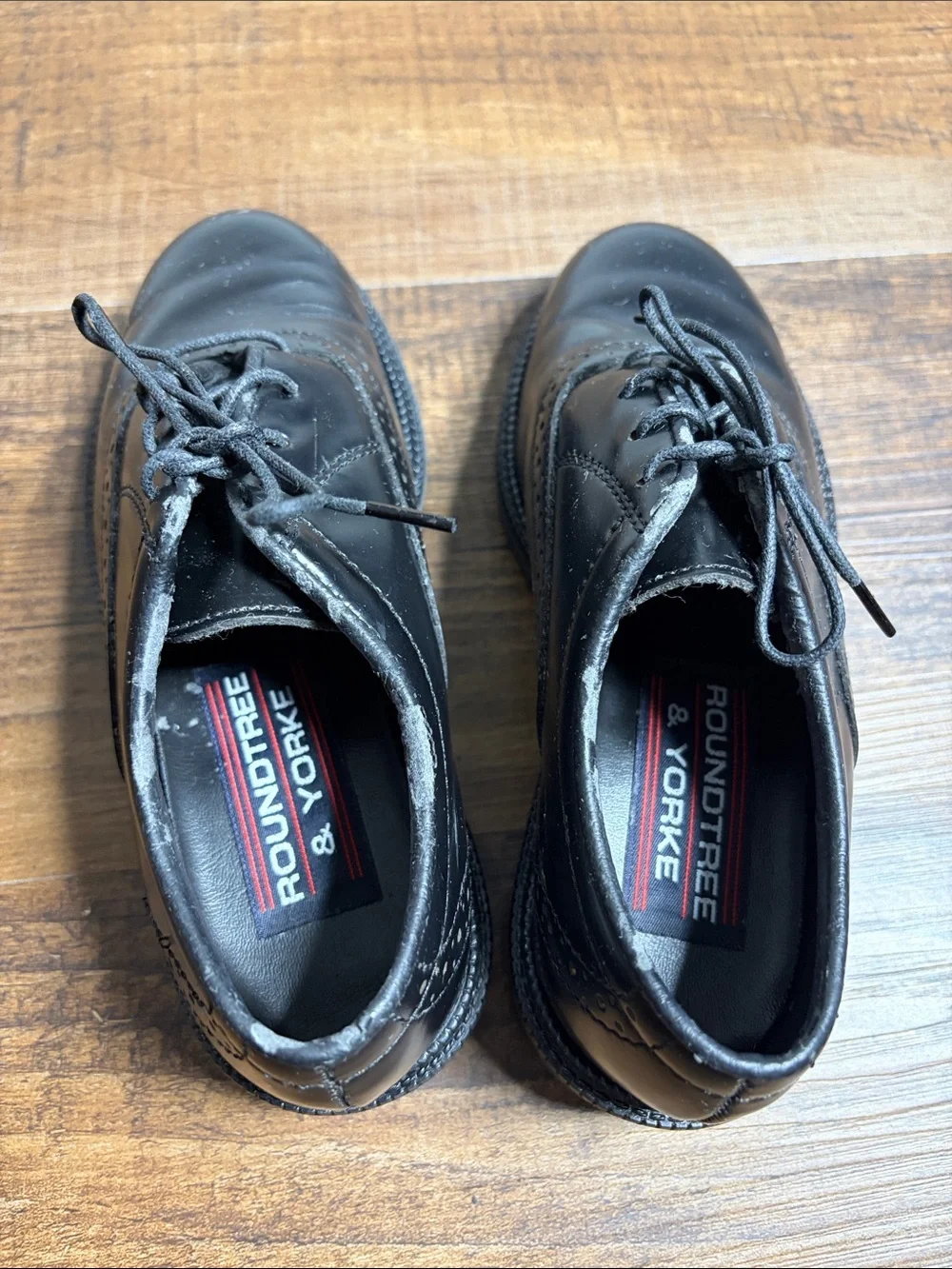 Roundtree & Yorke Black Kids Lace-Up Wingtip Dress Shoes